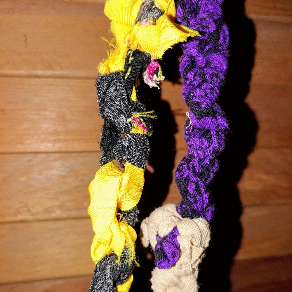 Fabric Necklace with E Wood Initial - Picture 2 of 5